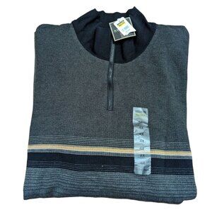 Knights Sportswear Black Gray Stripe Mock Neck Quarter-Zip Sweatshirt Size Big4X